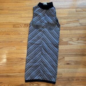 Zara Sleeveless Black and White Striped Bodycon Dress